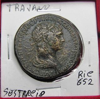 Bronze Coin,  Roman Coin,  Sestertius Trajan photo