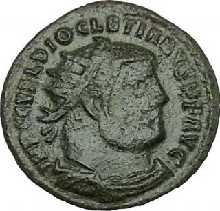 Diocletian Receiving Victory From Jupiter 295ad Ancient Roman Coin I39841 photo