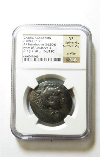 Ngc Graded - Alexander The Great Style Silver Tetradrachm - Caria,  Alabanda photo