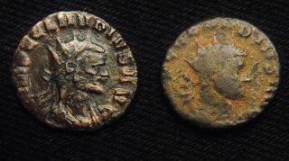 Roman Imperial 2 Billon Antoniniani Emperor Claudius Ii Gothicus Ad 268 - 270 photo
