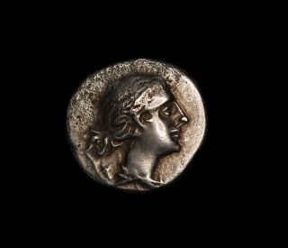 Ancient Greek Silver Hemidrachm Coin From Demetrias Thessaly - 290 Bc photo