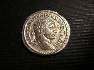 Caracalla Silver Denarius,  196 - 217 A.  D.  Xf. photo