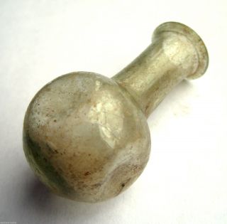 Circa.  100 A.  D Finest British Found Roman Period Green Glass Bottle.  Vf photo
