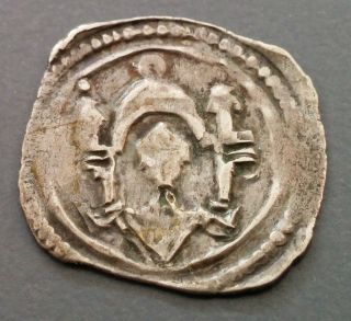 Scarce C.  1200s Germany Head Of Duke Or Bishop Facing Pfennig Coin,  With Church photo