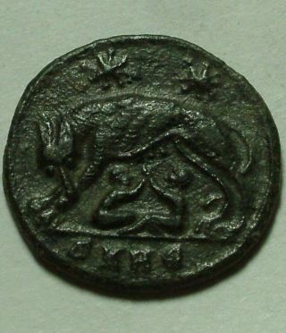 Constantine Vrbs Roma She - Wolf With Mark/romulus & Remus/rare Roman Coin 337ad photo