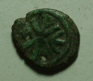 Rare Ancient Byzantine Coin Justin I Ae Pentanummium/512 - 518 Ad Chi - Rho photo