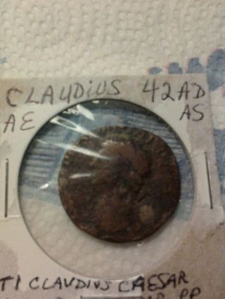 Claudius,  Roman Emperor,  41 - 54ad.  Coin photo