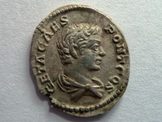Rare Roman Silver Denarius Of Emperor Geta photo