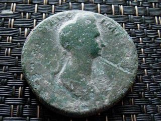 Bronze Ae Sestertius Of Plotina Wife Of Trajan 112 Ad Ancient Roman Coin Ric 733 photo