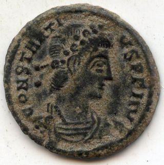 Constantius Ii.  Ae4.  Rev: Two Victories.  Siscia.  Hr Monogram In Field.  Rare photo