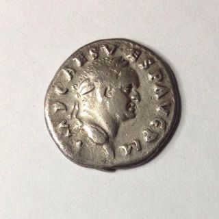 Roman Imperial Coin: Vespasian 71ad Silver Denarius Pax photo