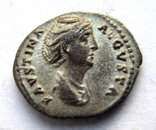 C.  140 A.  D British Found Faustina I Roman Period Imperial Silver Denarius Coin photo