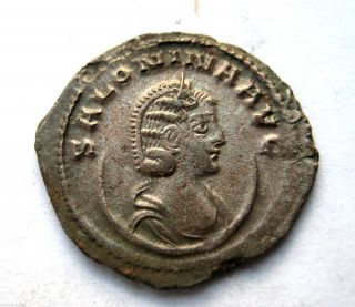 265 A.  D British Found Cornelia Salonina Roman Period Ar Silver Antoninus Coin.  Vf photo