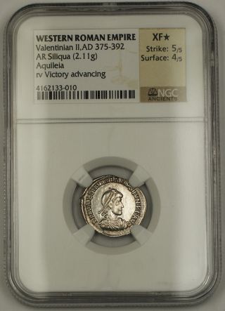 375 - 392 Western Roman Empire Ar Siliqua Silver Ancient Coin Ngc Xf Star photo
