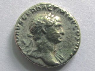Roman Silver Denarius Of Emperor Trajan photo