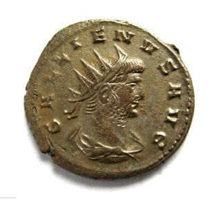 253 A.  D Gallic Empire Emperor Gallienus Roman Period Ar Silver Antoninus Coin photo