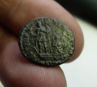 Ancient Roman Coin,  Ae3,  Constantius Ii.  337 Ad.  Emperor & Phoenix In Galley photo