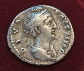 Ancient Roman Silver Coin - Empress Faustina Senior - Wife Of Antoninus Pius photo