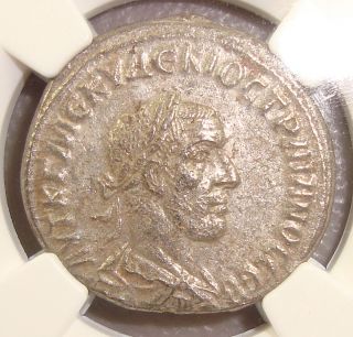 249 - 251 Ad Trajan Decius Ancient Roman Silver Billon Tetradrachm Ngc Au 5/5 3/5 photo