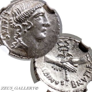 Ngc Cert Ch Xf Assassin Of Julius Caesar Postumia10 Ancient Silver Denarius Coin photo