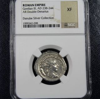 238 - 244 Ad Gordian Iii Ar Double Denarius Ngc Xf - Roman Empire - Silver (098) photo