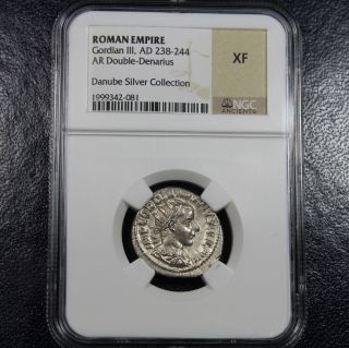 238 - 244 Ad Gordian Iii Ar Double Denarius Ngc Xf - Roman Empire - Silver (081) photo