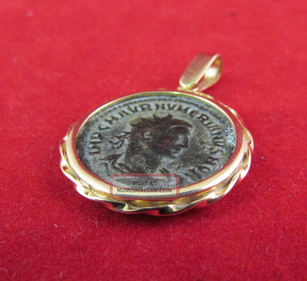 Rare Ancient Roman Coin Pendant W/ 18k Solid Gold Bezel Gordion Iii