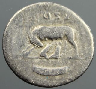 Domitianus,  Caesar,  Denarius,  Silver,  She Wolf And Twins,  Minted Rome,  77 - 78 Ad photo