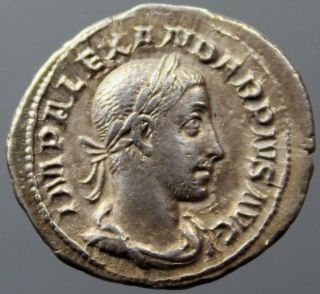 Alexander Severus,  Denarius,  Silver,  Mars,  Helmet,  Shield,  Spear,  Rome 232 A.  D. photo
