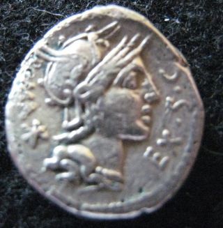 Roman Republic (116 - 115bc) Ar Denarius M.  Sergius Silus Silver Fine photo