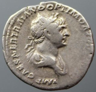 Traian,  Denarius,  Fortuna,  Imp Caes Ner Traiano Optimo Avg Ger Dac,  114 - 117 A.  D. photo