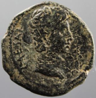 Augustus,  First Roman Emperor,  Ae - As,  Bronze,  Laurel Wreath,  Ephesus,  25 Bc photo
