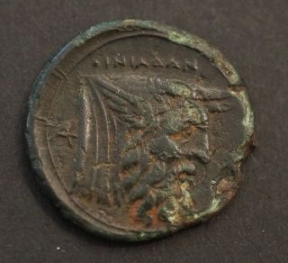 Ancient Greek Bronze Coin: Akarnania.  The Oiniada : Head River - God Achelӧos photo