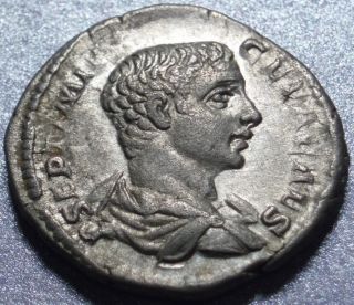 207 Ad,  Ancient Rome,  Geta As Caesar,  Silver Minerva Denarius,  