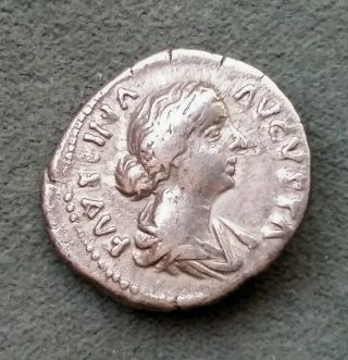 Rare Denarius Of Faustina Junior Ancient Roman Silver Coin - 3,  47g;19mm photo