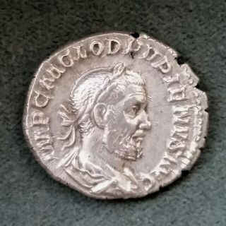 Denarius Of Pupienus Ancient Roman Silver Coin - 3,  28g; 18mm photo