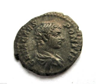 C.  209 A.  D British Found Geta Roman Period Imperial Silver Denarius Coin.  Vf Grade photo