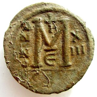 Very Large Byzantine Coin Ae39 Copper Follis Of Justinianus - M - E45 photo