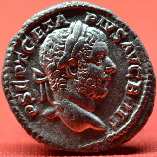 Rare Silver Denarius Of Geta: British Victory Type.  Coin.  Ric: 92.  E.  F photo