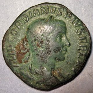 Rare 241ad Gordian Iii Orichalcum Sestertius Laetitia - Roman Goddess Gaietety photo