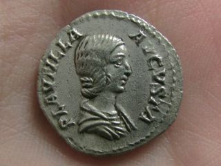 Rare Roman Silver Denarius Of Empress Plautilla photo
