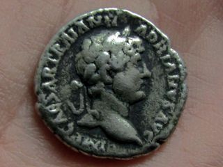 Roman Silver Denarius Of Emperor Hadrian photo