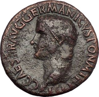 Caligula,  Rome,  37 Ad.  Bronze Coin.  Damnatio Memoriae,  Slash Across Face.  Rare. photo