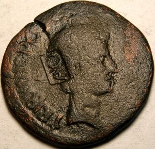 Roman Empire As - Copper - Augustus (bc 27 - Ad 14) - Countermarked - 2789 photo