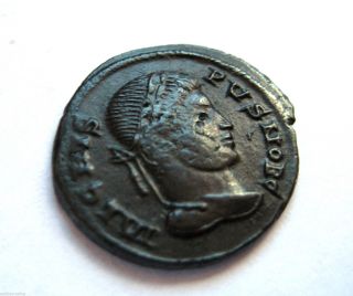 317 Ad British Found Emperor Crispus Roman Period Ae 3 Bronze Coin.  Arelate photo