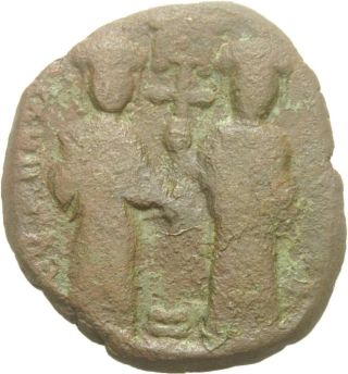 Ancient Byzantine Coin Constantine X C.  1060 Christian Symbol Christogram Labarum photo
