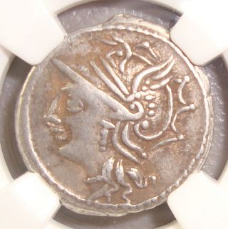 104 Bc Saturninus Ancient Roman Republic Silver Denarius Ngc Choice F 5/5 3/5 photo