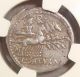 104 Bc Saturninus Ancient Roman Republic Silver Denarius Ngc Choice F 5/5 3/5 Coins: Ancient photo 1