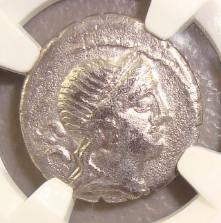 79 Bc C.  Naevius Balbus Ancient Roman Republic Silver Denarius Ngc F 4/5 2/5 photo