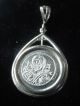Christ First Coined Image Byzantine Solid Silver Coin Pendant With Cross Pendant Coins: Ancient photo 1